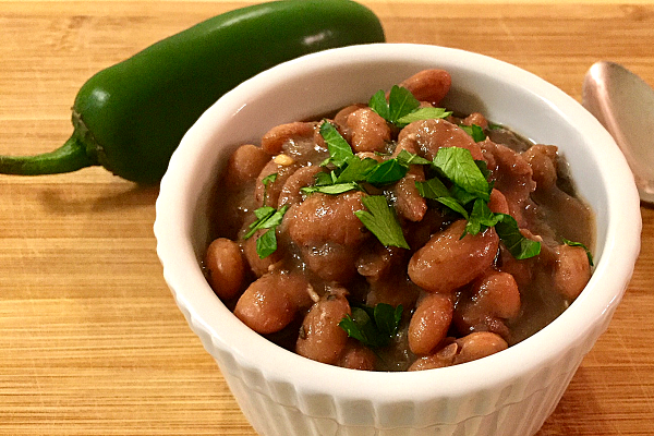 Spicy Pinto Beans with Jalapeno, Oregano and Cumin