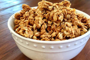 Easy 4 Ingredient Peanut Butter Granola - Chew On This