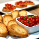 Tomato and Basil Bruschetta | Toasty bread with fresh tomatoes, garlic and basil! So easy and so delicious!