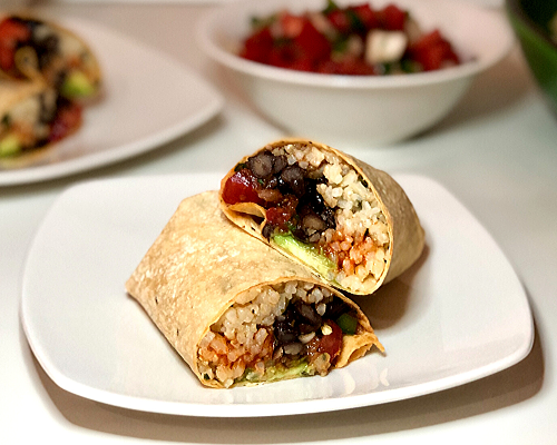 Vegetarian Burrito with Black Beans and Rice –